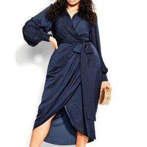 CityChic Midi Wrap Dress With Tie Belt